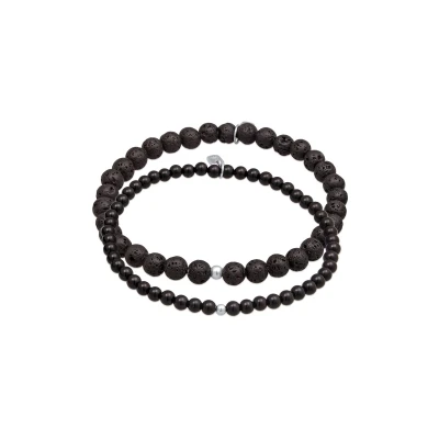 Afbeelding van KUZZOI Heren Set zwart met lava en onyx in 925 sterling Zilver
