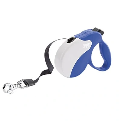 Afbeelding van Ferplast Uitschuifbare hondenriem AMIGO SMALL, riem voor kleine honden tot 15 kg, max. band 5 m. Enkele vergrendel en ontgrendelingsknop, blauw, witte kap