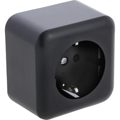Afbeelding van Stopcontact Q link (Opbouw, Randaarde, Zwart)