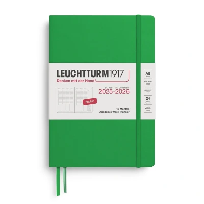 Afbeelding van Leuchtturm1917 A5 Medium Academic Week Planner 2025/2026 (18 mnds) hardcover Spring Leaf