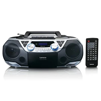 Afbeelding van Lenco Draagbare boombox met DAB+/FM radio, Bluetooth®, CD en casette recorder Black Silver