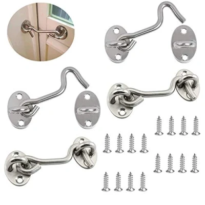 Afbeelding van DARENYI 4 Stks Haak Eye Klink Deurslot 7,5 cm Cabine Gate Lock Deur voor Venster Tuinschuur Garagedeur