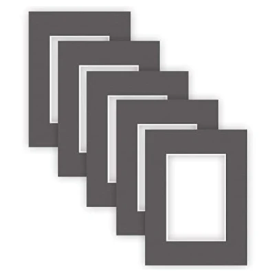 Afbeelding van nielsen Conservation Passepartout karton 1,5 mm set van 5 buitenformaat 18x24 cm voor beeldformaat 10x15 grafietgrijs (donkergrijs) gestructureerd oppervlak