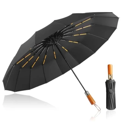Afbeelding van MidingChai Paraplu, stormbestendig, groot, zakparaplu, automatisch, met 10 ribben, windbestendig, XXL, grote paraplu voor 2 personen, dames en heren, Ø 108 cm, zwart