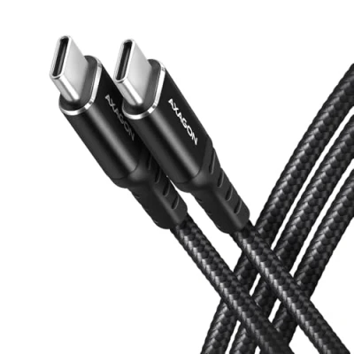 Afbeelding van Axagon BUCM CM20AB cable USB C &lt; &gt; 2.0, 2m, PD 60W, 3A, ALU, braid, Black