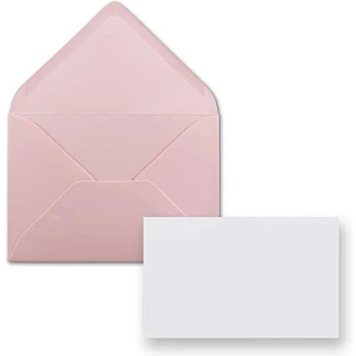 Afbeelding van FarbenFroh by GUSTAV NEUSER Kaarten met enveloppen, set van 25 stuks, DIN A8, 7,1 x 4,5 cm, hoogwit, C8, 7,6 5,2 roze natte plakrand