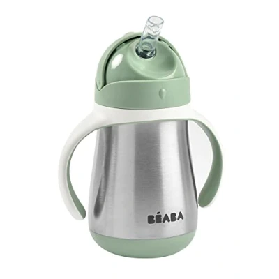 Afbeelding van Béaba Rietjesbeker Roestvrij Staal Sage Green 250ml
