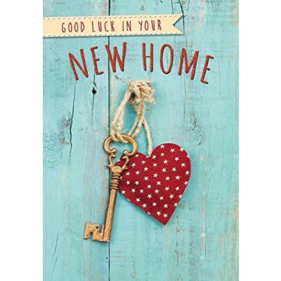 Afbeelding van Piccadilly Greetings Traditionele gelegenheid kaart nieuw huis 7 x 5 inch, blauw rood