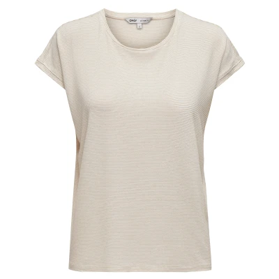Afbeelding van Only T shirt Onlclaudia S/s Glitter Stripe Top J 15318422 Cloud Dancer Dames Maat S