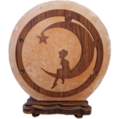 Afbeelding van Zoutsteen lamp fairy moon rond deco incl. elektra
