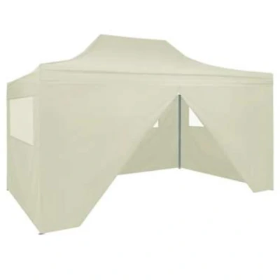 Afbeelding van VIDAXL Partytent met 4 zijwanden inklapbaar 3x4 m staal crÃ ̈me