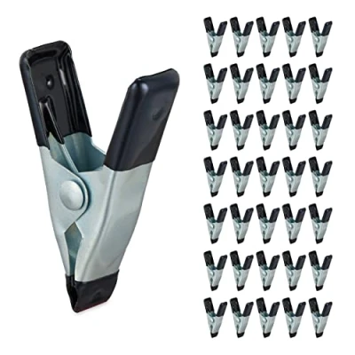 Afbeelding van Relaxdays klemmen set 36 stuks lijmklem metaal zeilklem klein klemmetjes 20 mm zwart