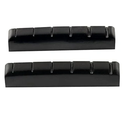 Afbeelding van Musiclily Pro Ureumhars Kunststof 44mm Slotted Topkam Les Paul Platte Bodem voor 6 snarige Single Cut Gitaar,Zwart (2 Stuks)