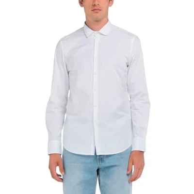 Afbeelding van Replay Herenoverhemd slim fit, 001, wit, L