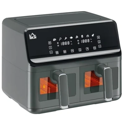Afbeelding van HOMCOM airfryer olievrije 8 l 2500 W programma&#039;s, led display, instelbare temperatuur, timer, grijs