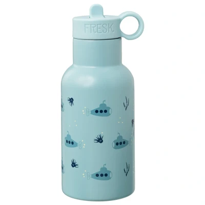 Afbeelding van Fresk Thermosfles 350 ml RVS Waterfles Lekvrije Drinkfles voor Kinderen Koude en Warme Dranken BPA vrij Onbreekbaar Inclusief 2 Doppen Thermosbeker Drinkbeker Submarine