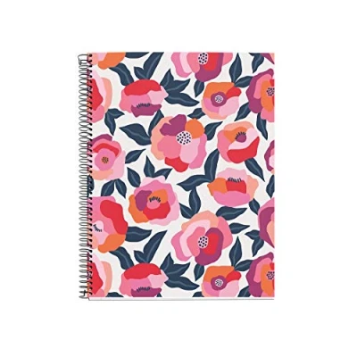 Afbeelding van Miquel Rius A4 notitieboek omslag, 4 gekleurde strepen, 120 vellen liniëring, 70 g papier microgeperforeerd met gaten voor ringen, kleur roze, design lente