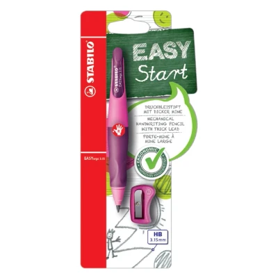 Afbeelding van Vulpotlood STABILO Easyergo 3.15mm HB rechtshandig roze/lila incl puntenslijper blister à 1 stuk