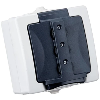 Afbeelding van Kopp Nautic 955056015 Veiligheidscontactdoos met cijferslot, opbouw voor vochtige ruimtes, IP 44, grijs, 16 A, 250 V/AC