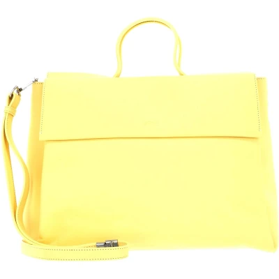 Afbeelding van BREE Leren Handtas Schoudertas Pure 8 Large Shopper Citrus Lichtgeel