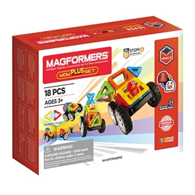 Afbeelding van Magformers Wow Plus Set bouwset 18 stuks magnetisch speelgoed 3,4,5,6,7 jaar jongens en meisjes Montessori educatief constructie