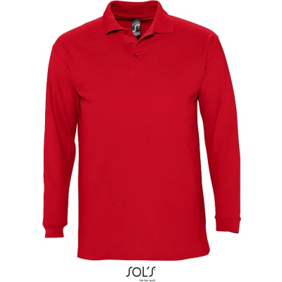 Afbeelding van SOLS Heren Winter II Poloshirt met lange mouwen van Piqué katoen (Rood) Maat XL