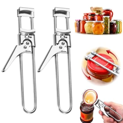 Afbeelding van 2 Stuks Handmatige dekselopener, Dekselopener roestvrij staal, verstelbare blikopener, Potopener, Opener Einstellbare, Voor De Meeste Maten Keukenconservengereedschap