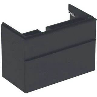 Afbeelding van Geberit Smyle Square wastafelonderbouwkast met 2 laden, lava mat 884 x