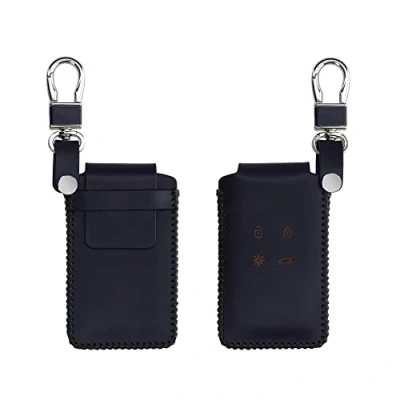 Afbeelding van kwmobile Autosleutel hoesje compatibel met Renault 4 knops Smartkey (alleen Keyless Go) Van leer behuizing in donkerblauw