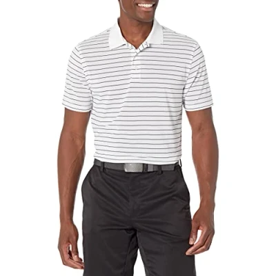 Afbeelding van Amazon Essentials Slim fit sneldrogend golfpoloshirt voor heren, wit gestreept, X Small