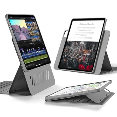 Afbeelding van ESR Hoesje voor iPad Pro 13 (2024, 7e generatie), draaibare hoes met afneembare magneetafdekking, standaard in portret /landschapsformaat verhoogd displayzicht, 9 standhoeken, shift serie, grijs