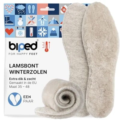 Afbeelding van biped premium inlegzolen van lamsvacht, echte witte lamsvacht met een onderkant vilt genaaide rand extra dik en warm z1022(42)