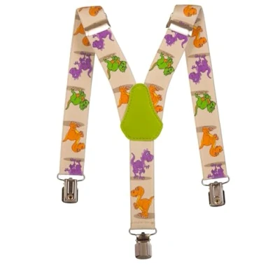 Afbeelding van Olata Y Vorm Elastische Bretels voor Kinderen met Dinosaurus Design (1 5 Jaar) 2,5 cm. Crèmekleurig
