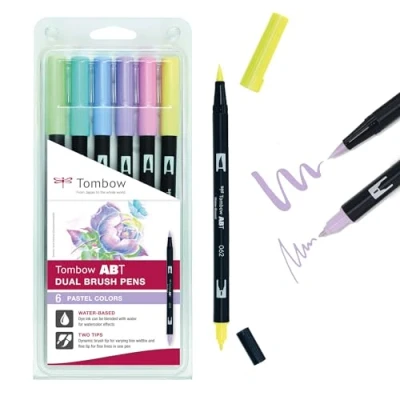 Afbeelding van Tombow ABT Dual Brush tekenpennen Pastel kleuren Set van 6