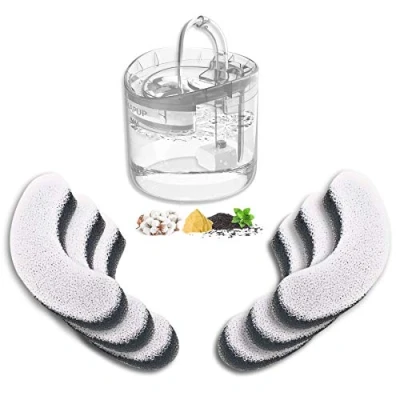 Afbeelding van HAPUP Vervangend Kattenfontein Filters Triple Action Drinkfontein Waterfilter voor Kattenwaterfontein 1,8 L Huisdierfontein met Filter Kat Fontein Reservefilter Boogvormig 6 stuks