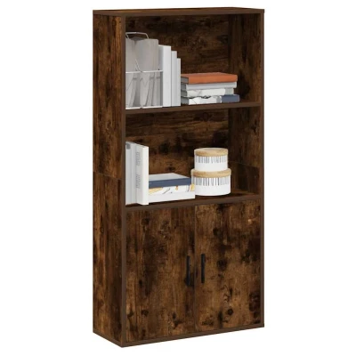 Afbeelding van Boekenkast 60x24x120 cm bewerkt hout gerookt eikenkleurig