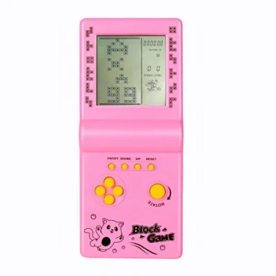Afbeelding van 3,5 inch groot scherm baksteen game console bouwsteen spel racing/tank ingebouwde 26 klassieke games nostalgische puzzel (roze)
