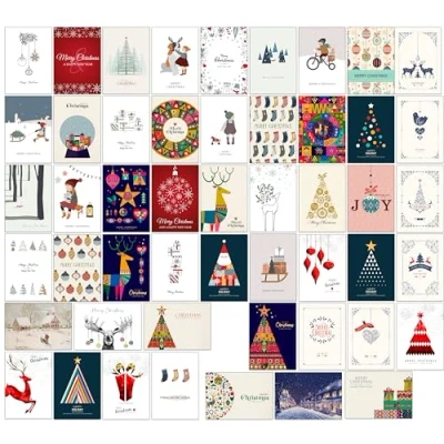 Afbeelding van the lazy panda card company 50 van onze populairste kerstkaarten met verschillende designs enveloppen gerecycled kraftpapier (in het Engels), 50CC, gemengd