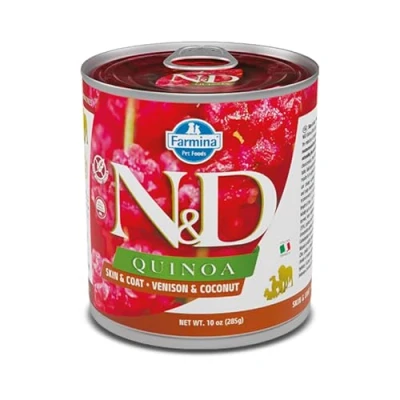 Afbeelding van N&amp;D Quinoa natvoeding voor de hond Skin &amp; Coat Hert 285 gr. per 6 stuks