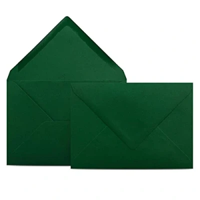 Afbeelding van 100 enveloppen DIN C6 donkergroen 11,4 x 16,2 cm envelop met 80 g/m² nat lijmen puntige klep zonder venster Colours 4 you
