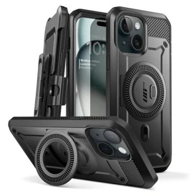 Afbeelding van Supcase UBMag Geschikt Voor iPhone 15 hoesje met screenprotector Zwart