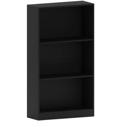 Afbeelding van Vida Designs Cambridge Boekenkast met 3 niveaus, middelhoog, zwart, houten plank voor kantoor, woonkamermeubels, 24 x 60 108 cm