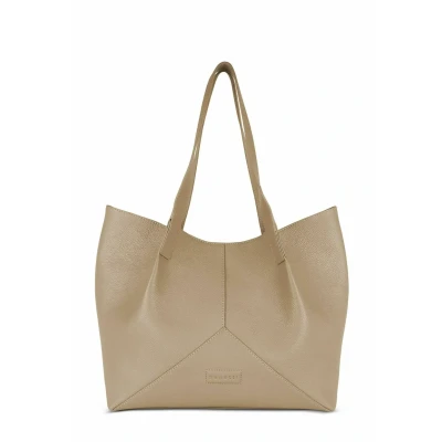 Afbeelding van bugatti Elsa dames shopper van leer, handtas met extra make uptasje, zandkleurig