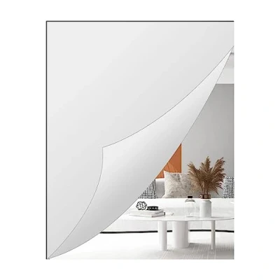 Afbeelding van TSKDKIT HD zelfklevende spiegel, geen glazen spiegel 40 x 30 cm 2,5 mm spiegeltegels zelfklevend, grote spiegelbladen, flexibele spiegelfolie acryl, wanddecoratie, decoratieve wandspiegel