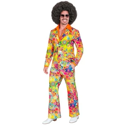 Afbeelding van Widmann Hippie Kostuum Super 60s Peace And Love 2delig Man Multicolor Medium Carnavalskleding Verkleedkleding