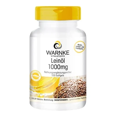 Afbeelding van Lijnzaadoliecapsules Plantaardige Omega 3 6 9 hoge dosering Lijnzaadolie 1000mg 100 softgels Warnke Vitalstoffe Duitse apothekerskwalitei