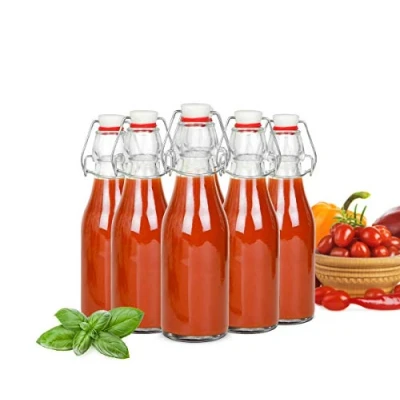 Afbeelding van Sendez 6 glazen flessen met beugelsluiting, 250 ml, sapfles, draadbeugelfles