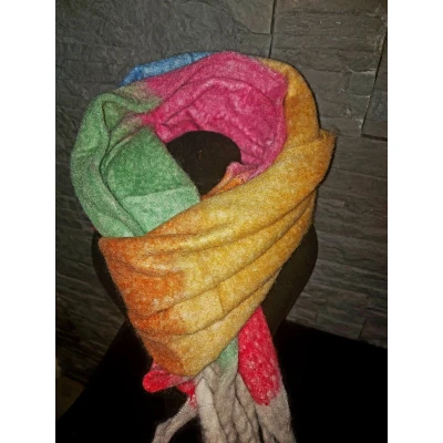Afbeelding van Grove sjaal multicollor met franjes