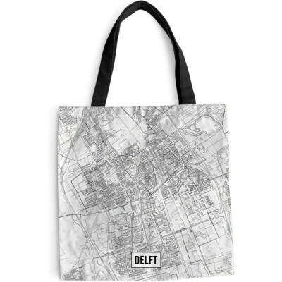 Afbeelding van MuchoWow® Schoudertas Strandtas Big Shopper Boodschappentas Stadskaart Delft 45x45 cm Katoenen tas