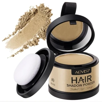 Afbeelding van Strooihaar middelblond, 4 g aanzetpoeder, haardikker haar, concealer voor haarverdichting, vrouwen en mannen, wind waterdicht, om de aanzet te camoufleren (middenblond)